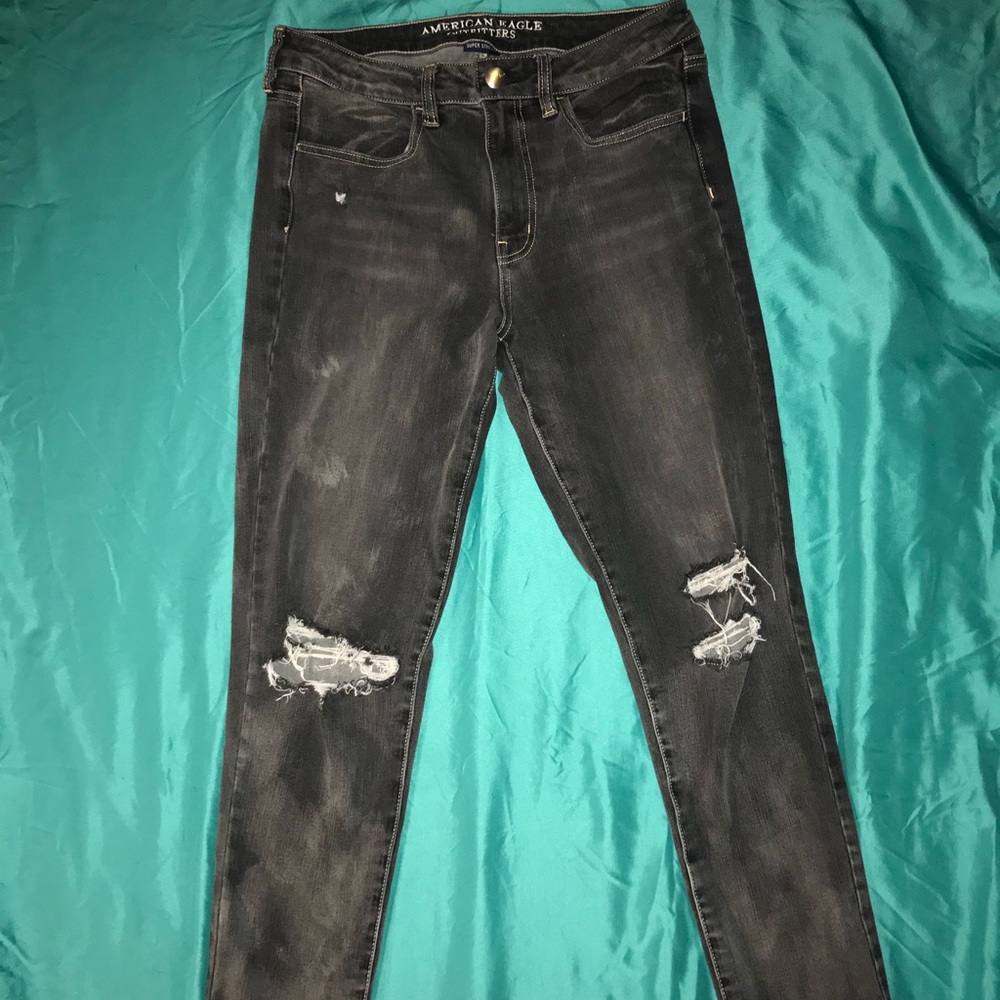 Distressed gray American eagle jeans